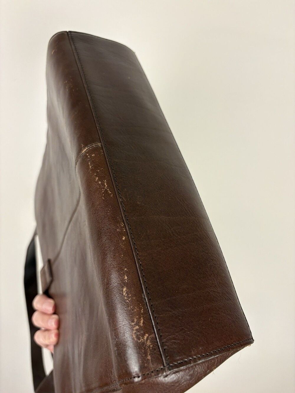 Vintage Fossil Brown Leather Shoulder Bag Tote Turn Key Clasp Large Structured - Picture 5 of 9